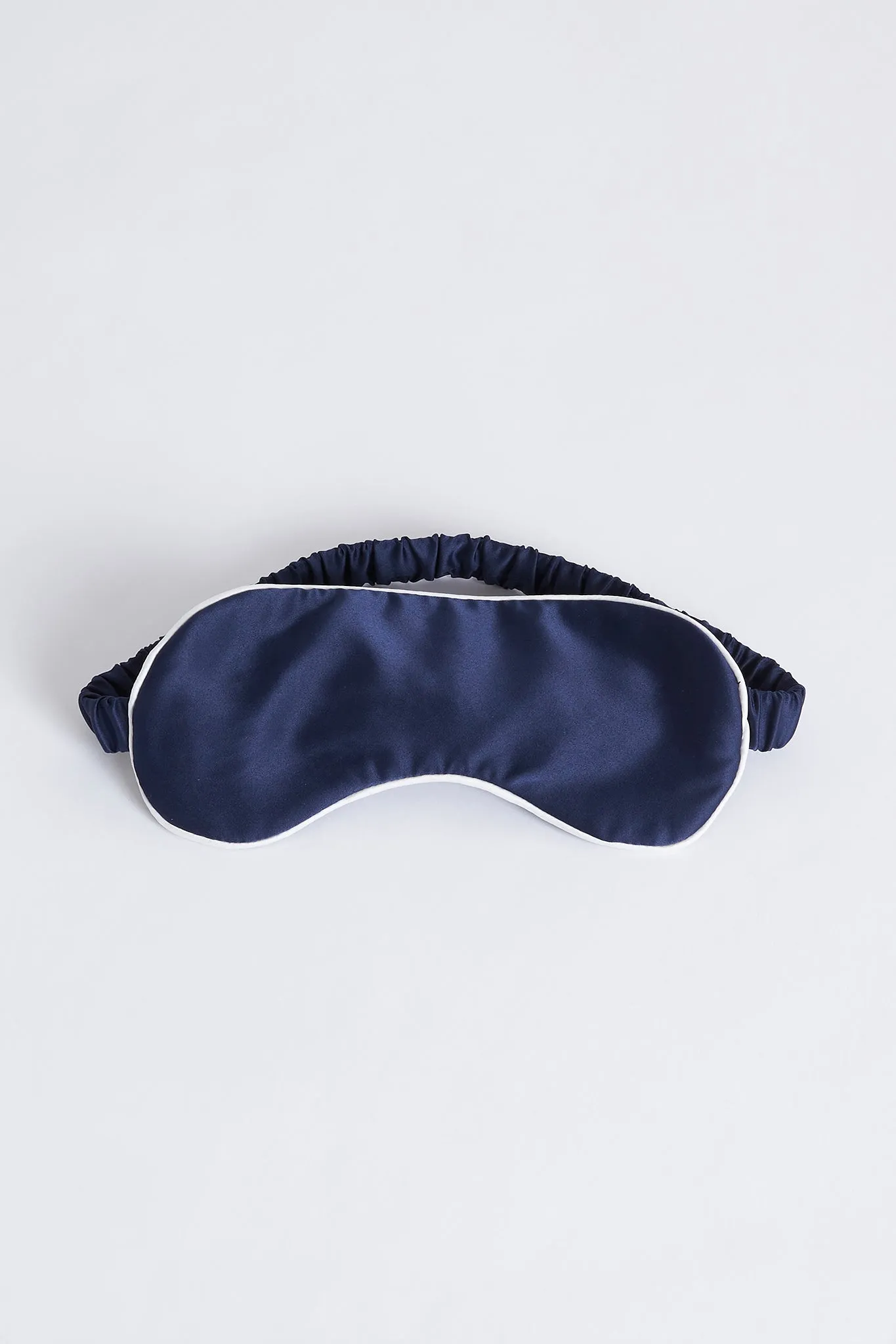 Satin Eye Mask - Navy with White Piping
