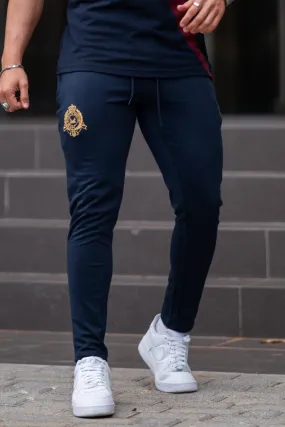 Signature Cotton Terry Trouser - Navy/Wine
