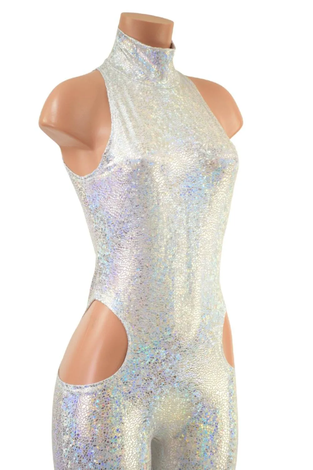 SpellBound Catsuit in Silver on White Shattered Glass