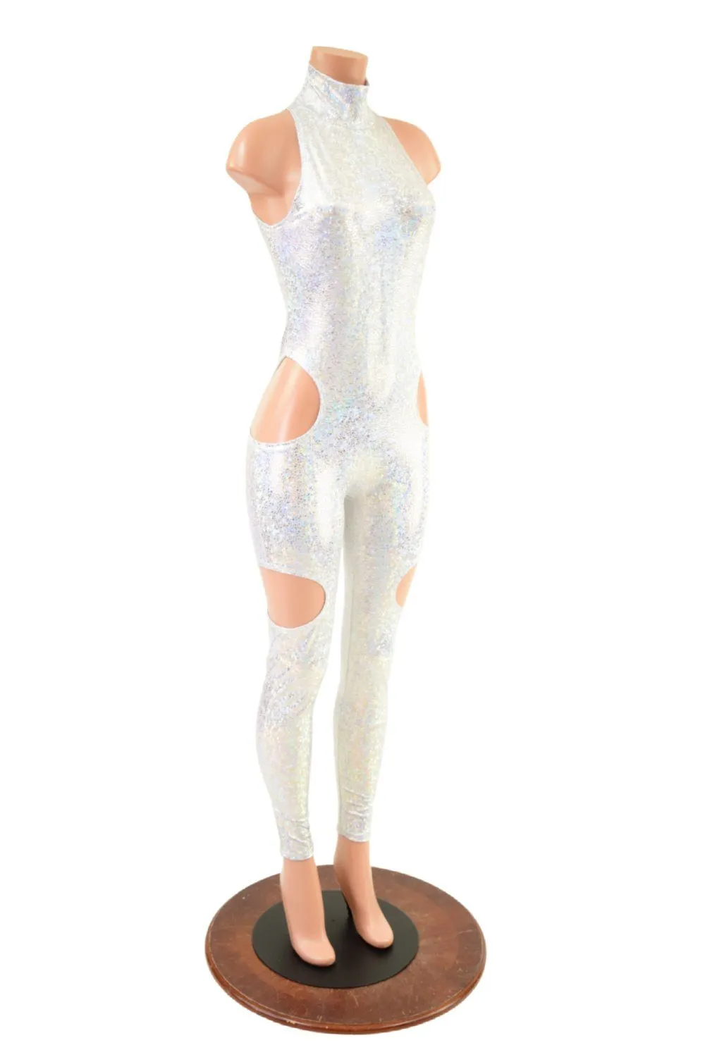 SpellBound Catsuit in Silver on White Shattered Glass