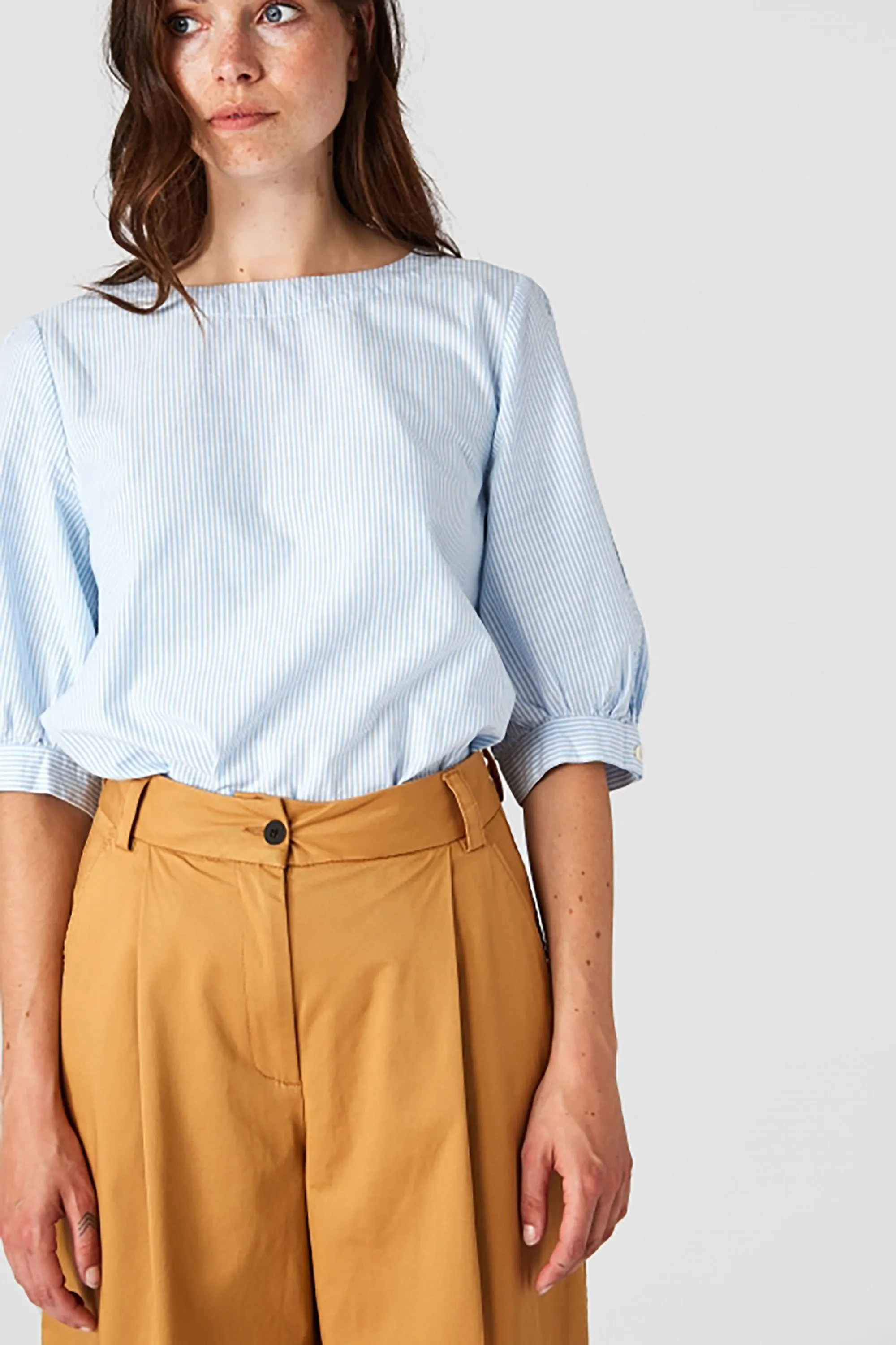 Kings Of Indigo - Taliesin Sky Blue Striped Blouse