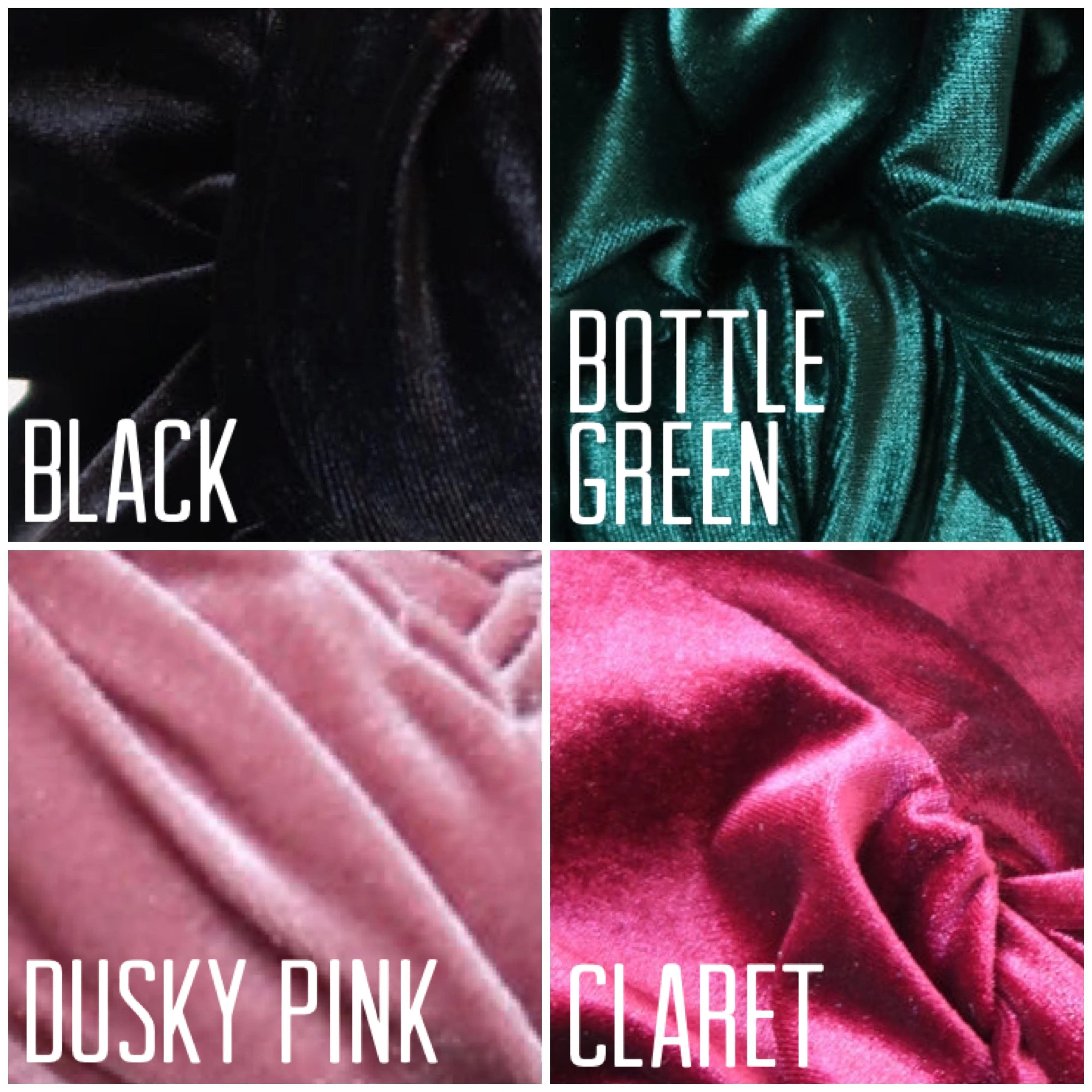 TILT KNOT 1940s Pre-tied Stretchy Velvet Headband OR Turban in Dusky Pink, Black, Claret or Green (made to order)