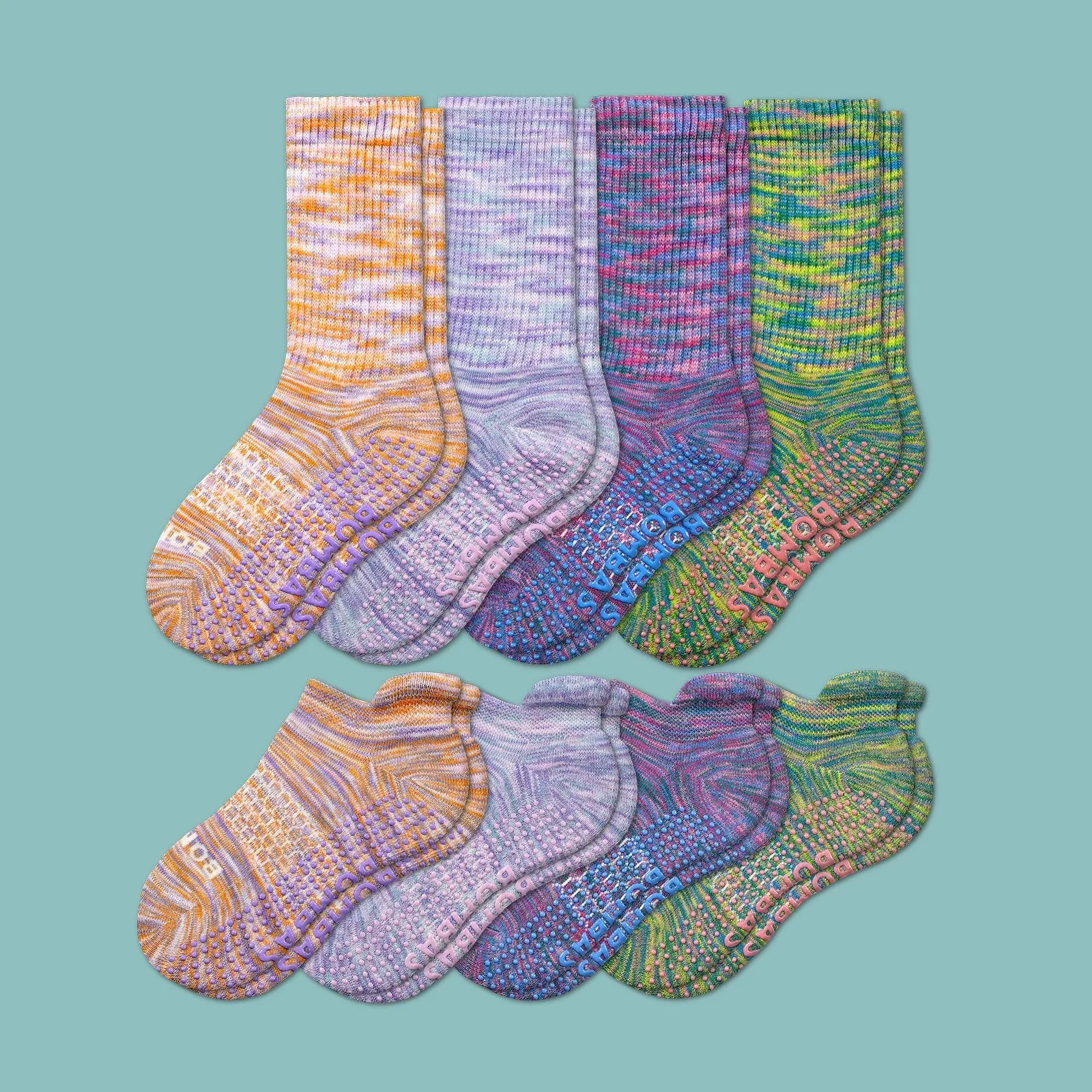 Youth Space Dye Gripper Calf & Ankle Sock 8-Pack