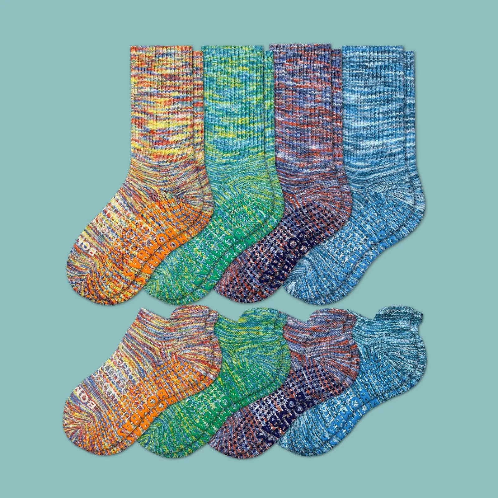 Youth Space Dye Gripper Calf & Ankle Sock 8-Pack